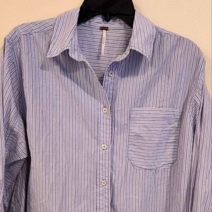 Free People Blue Stripe Button Down